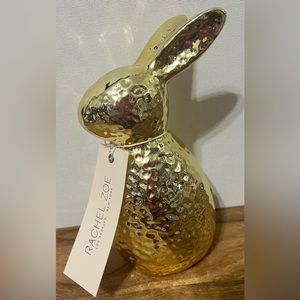RACHEL ZOE Gold Ceramic Bunny Rabbit Easter Spring Table Decor 8” NEW